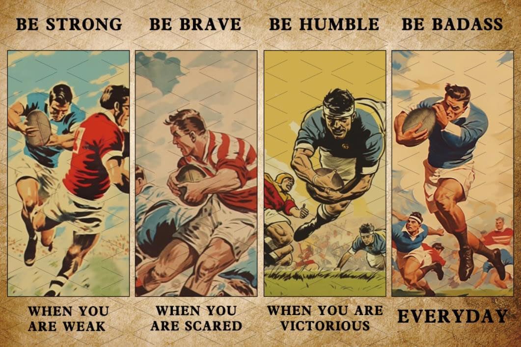 Vintage Fashion Posters - Flyhaw Vintage Rugby Metal Tin Sign