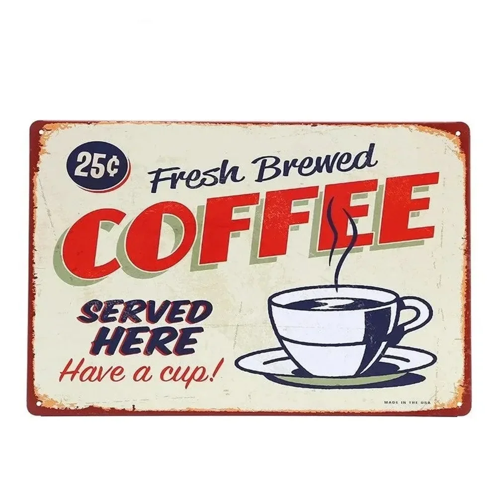 Vintage Fashion Wall Art - Plaque Metal Signs Drink Coffee Wall