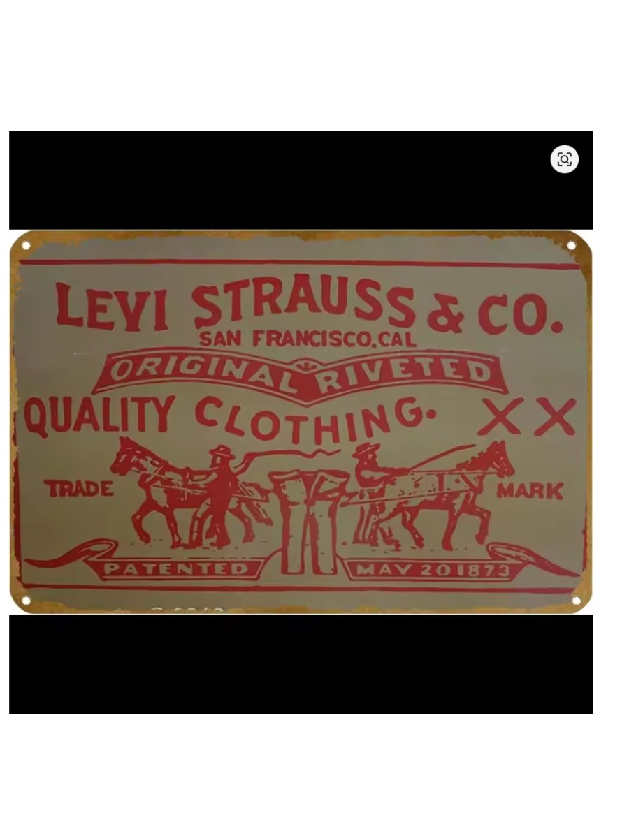 Vintage Fashion Posters - Levi Strauss Co Vintage Metal Tin