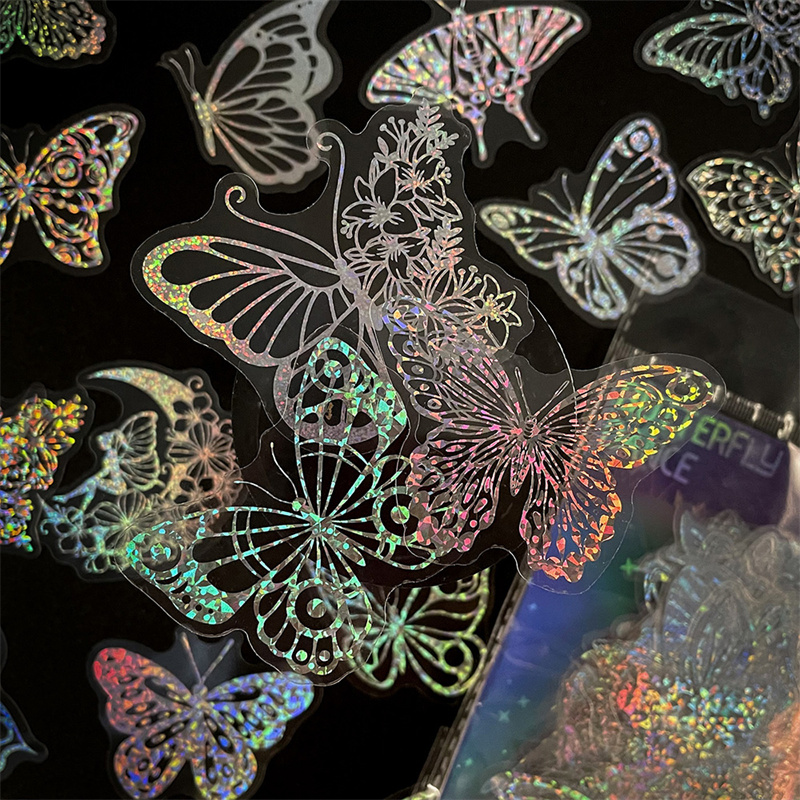 Vintage Fashion Magazines - 100pcs PET Butterfly Transparent Silver Color