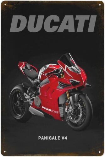 Vintage Fashion Posters - Panigale V4 Bike Metal Tin Sign