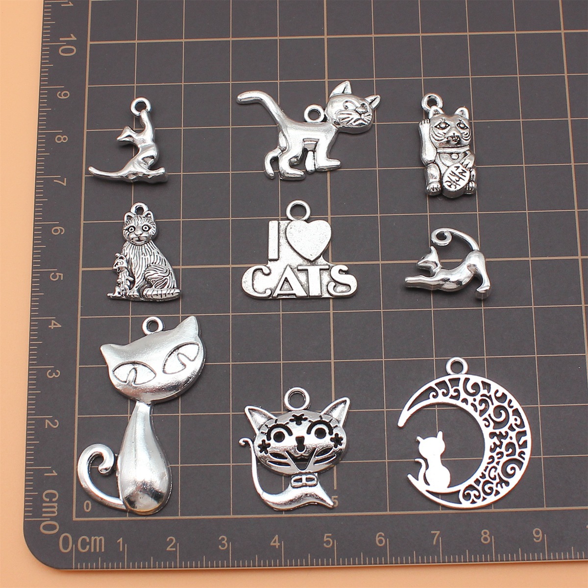 Vintage Fashion Theme - 100Pcs/Bag 9 Styles Antique Silver Color