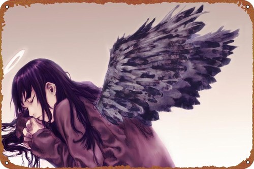 Vintage Fashion Posters - Haibane Renmei Anime Metal Tin Sign
