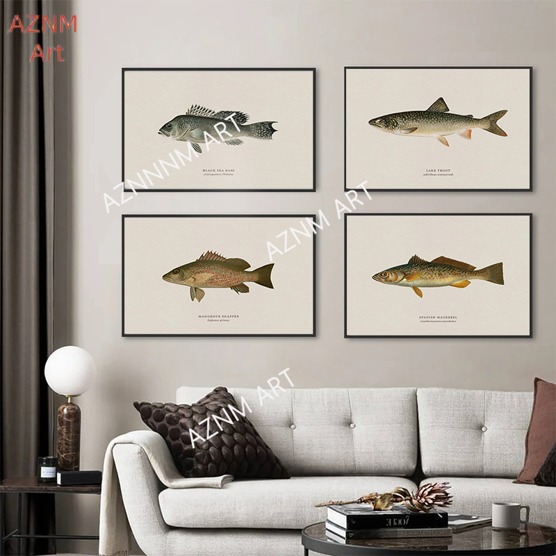 Vintage Bass Fish Trout Fly Fi - Vintage Fashion Wall Art review and price