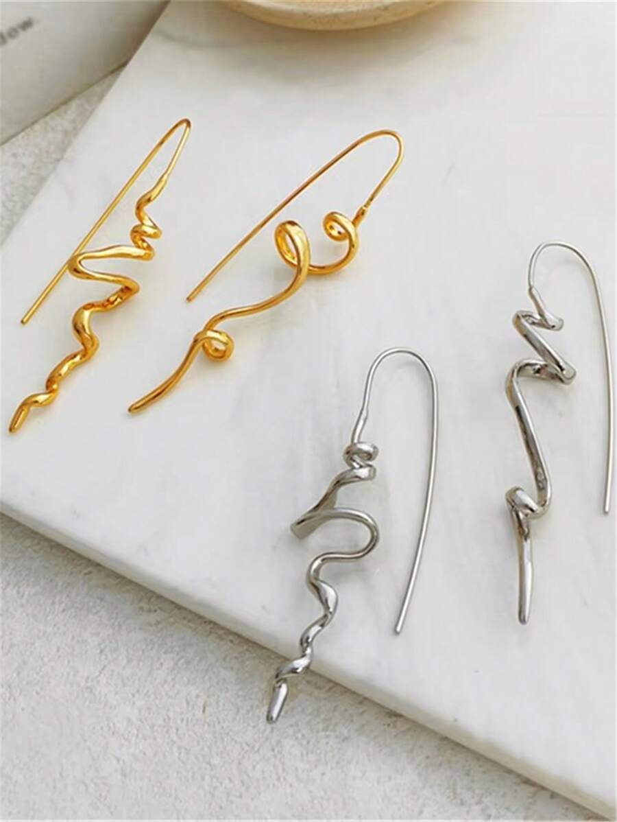 1 Pair Old Money Wavy Retro Ea - Vintage Fashion Old Money review and price