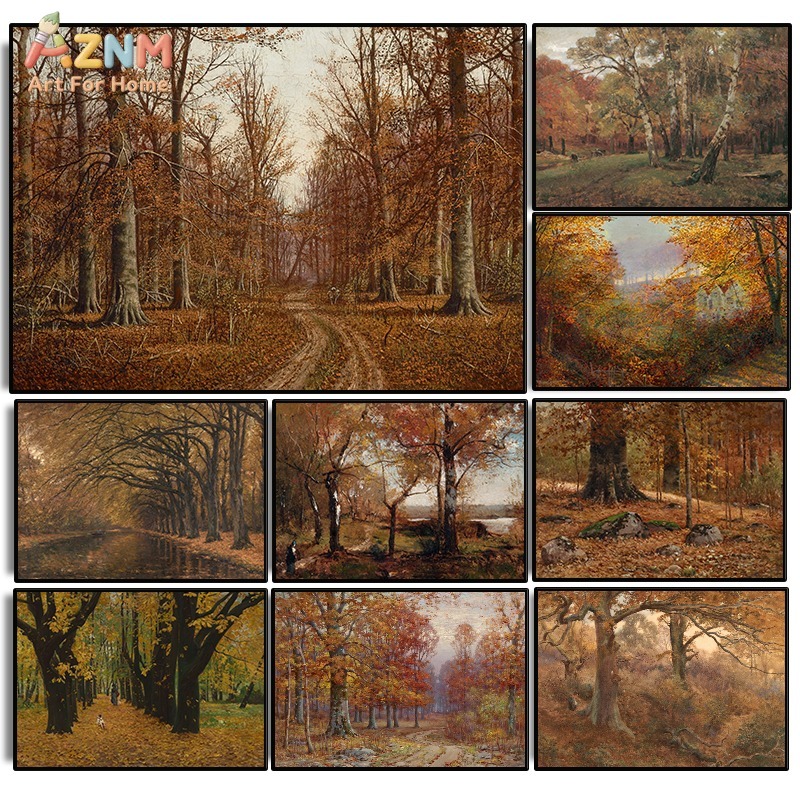 AZNM Vintage Autumn Forest Lan - Vintage Fashion Wall Art review and price