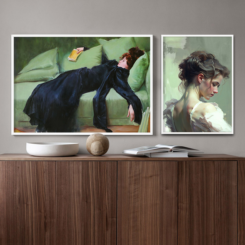 Girl Reading Vintage Oil Paint - Vintage Fashion Posters review and price